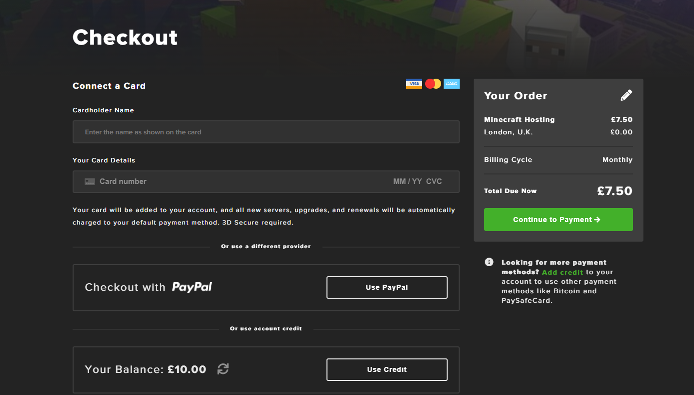 Minecraft Server Hosting with Paysafecard